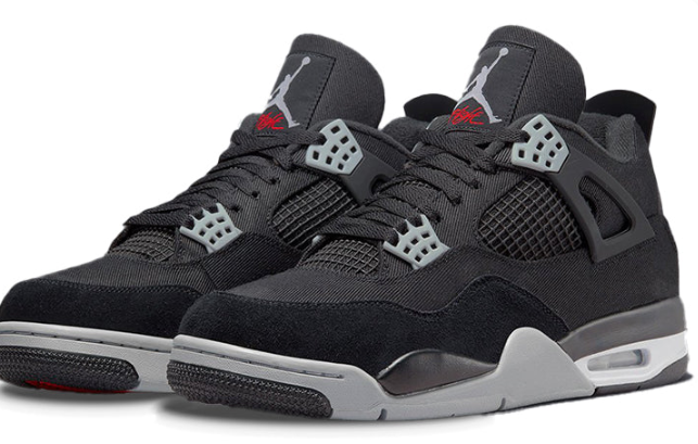 Air Jordan 4 Retro 'Black Canvas' Black / Grey Sneakers