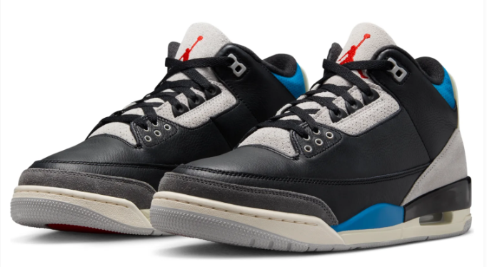 Air Jordan 3 Retro OG 'Rare Air' Black / Grey / Blue Sneakers