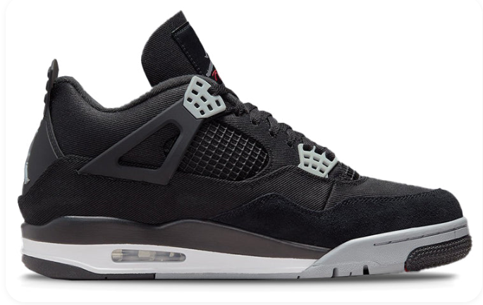 Air Jordan 4 Retro 'Black Canvas' Black / Grey Sneakers