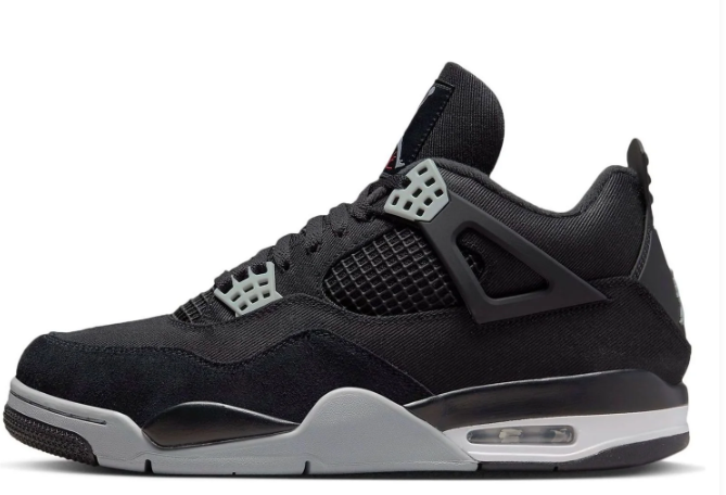 Air Jordan 4 Retro 'Black Canvas' Black / Grey Sneakers