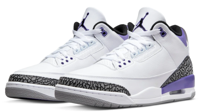 Air Jordan 3 Retro 'Dark Iris' White / Purple Sneakers