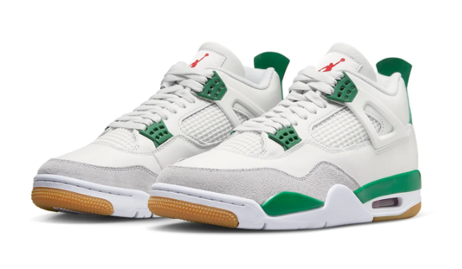 Nike SB x Air Jordan 4 Retro 'Pine Green' White / Grey Sneakers